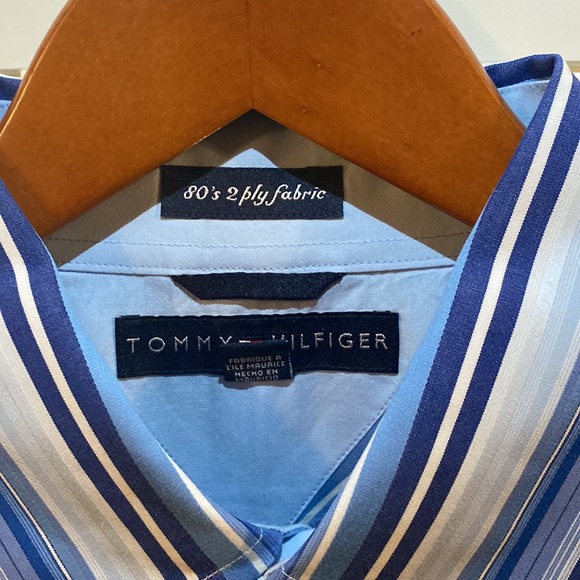 Striped Blue Dress Tommy Hilfiger Shirt XL - Picture 3 of 3